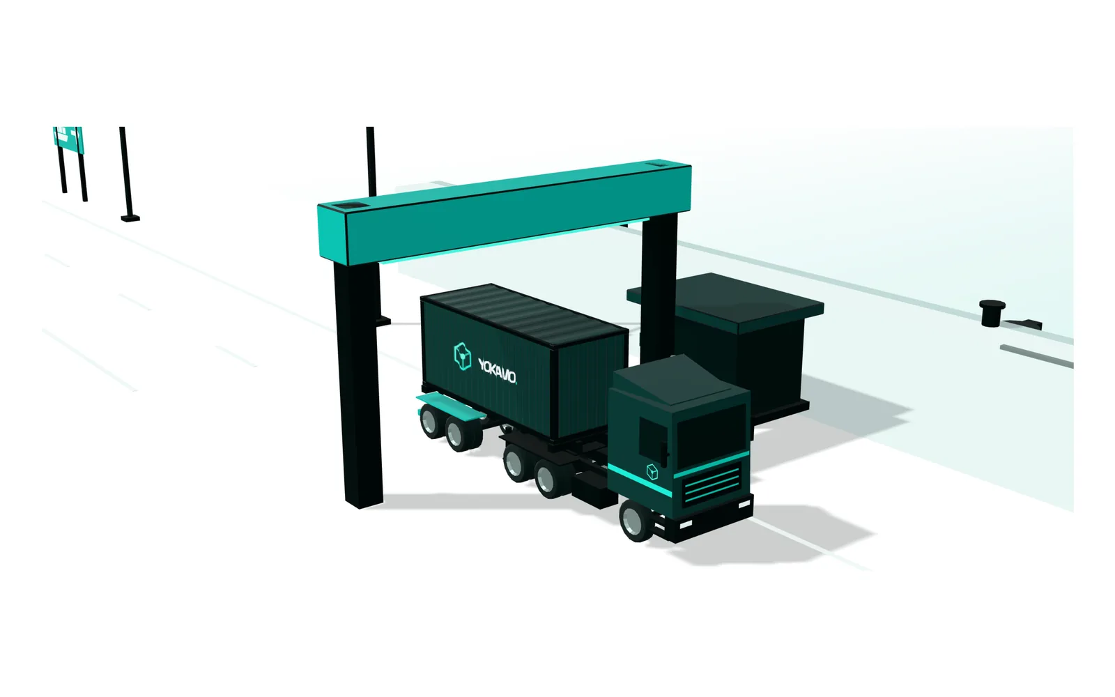 The truck stopped under the terminal gate's scanner arch