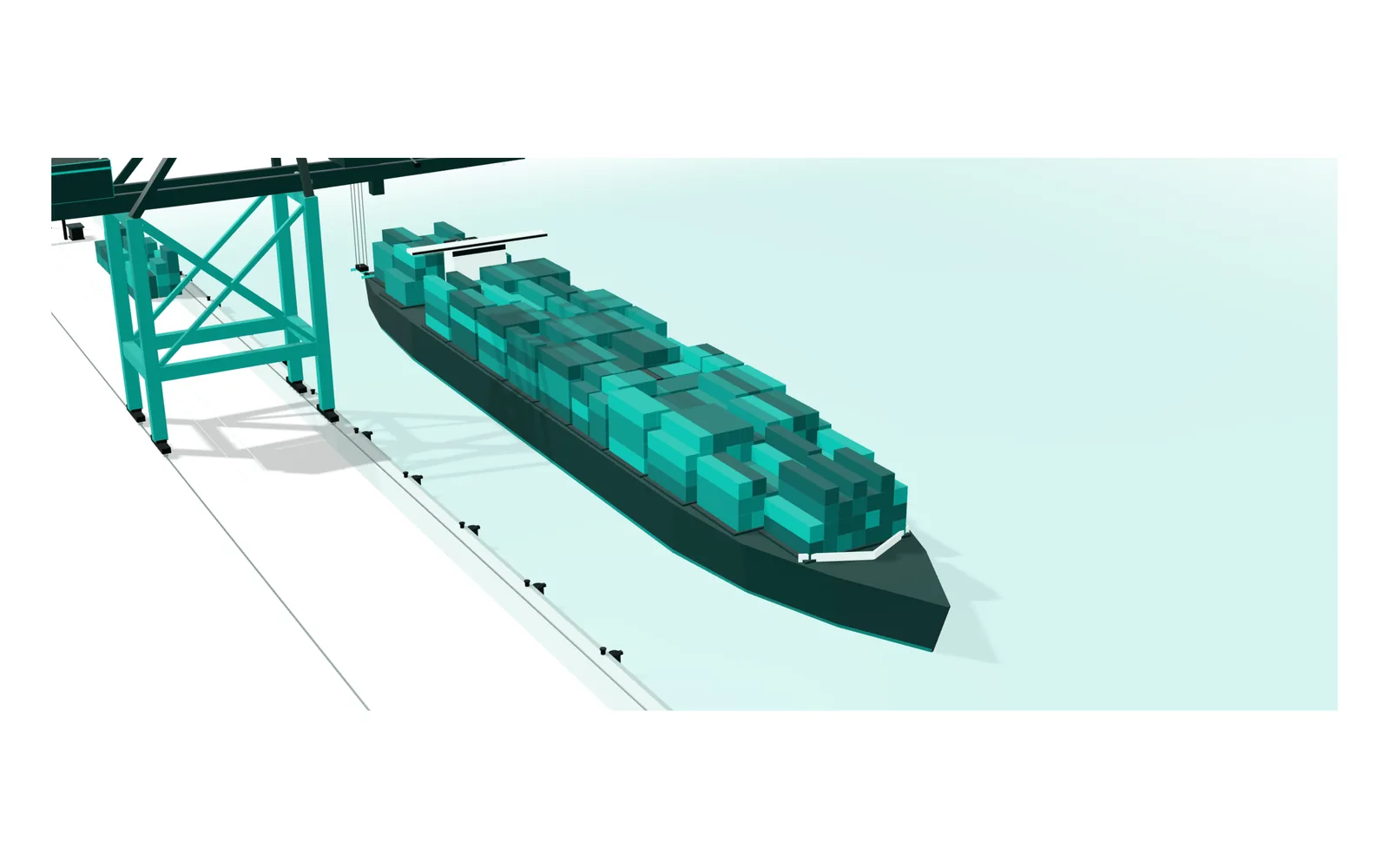 The loaded container ship leaving the berth